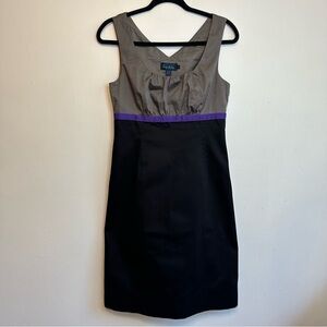 Boden Dress Size 10 10R Black Gray Color Purple Block Sleeveless Knee Length